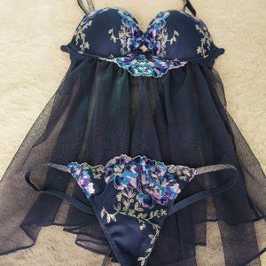 Victoria's Secret Mesh Babydoll and Thong Set